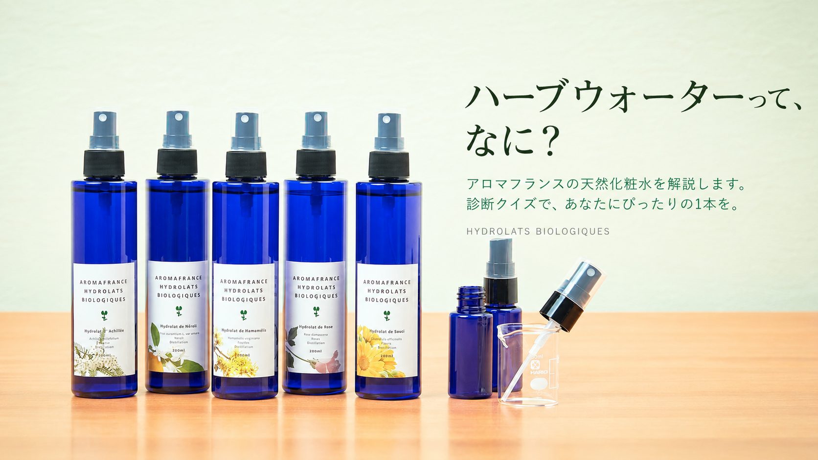 ハーブウォーターって、なに？アロマフランスの天然化粧水を解説します。あなたにぴったりの1本が見つかります。